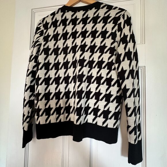 RALPH LAUREN MERINO WOOL BLACK LABEL HOUNDSTOOTH CARDIGAN SWEATER SIZE SP - Picture 2 of 4